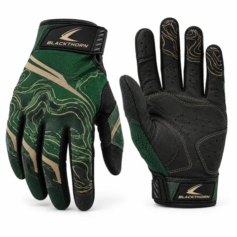 Summit Ridgeline topo MX gloves, forest green with tan contour lines and black palm, private label MX gloves