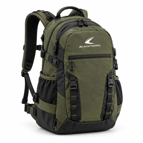 Timber Olive Hunting Day Pack, three-quarter view, olive green and black wholesale hunting day backpack