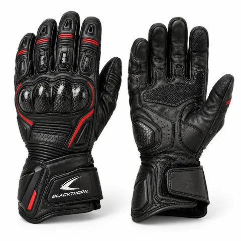 Leather Gauntlet Motorcycle Road Gloves — Blackthorn World