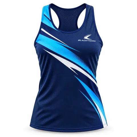 Navy Cyan Wave Running Singlet — Teamwear · Team jerseys & club packs by Blackthorn World