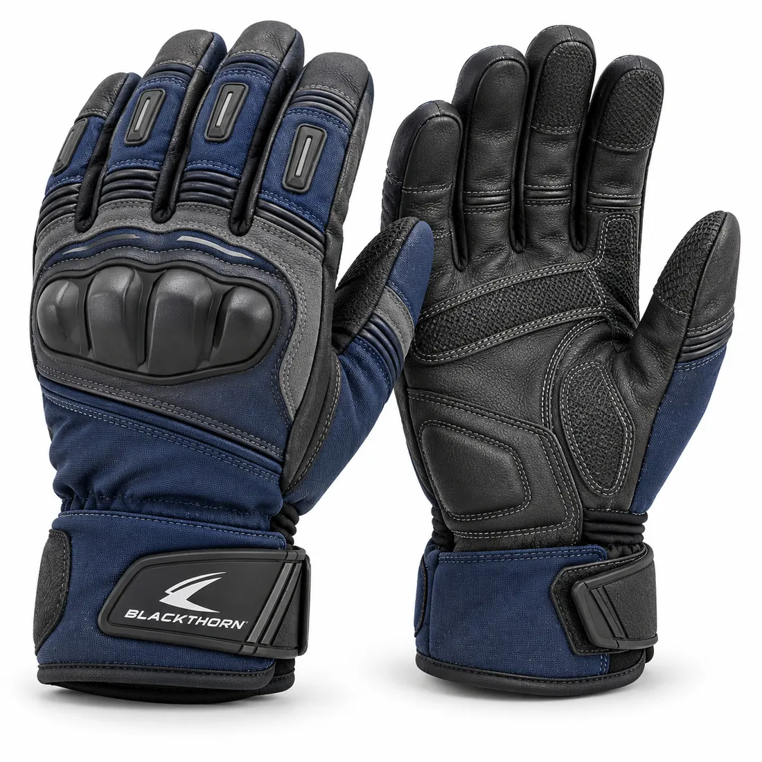 Navy & Grey Waterproof Touring Gloves — motorcycle & motocross gloves by Blackthorn World