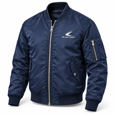 Navy Padded Flight Bomber Jacket — Bomber & flight jackets by Blackthorn World