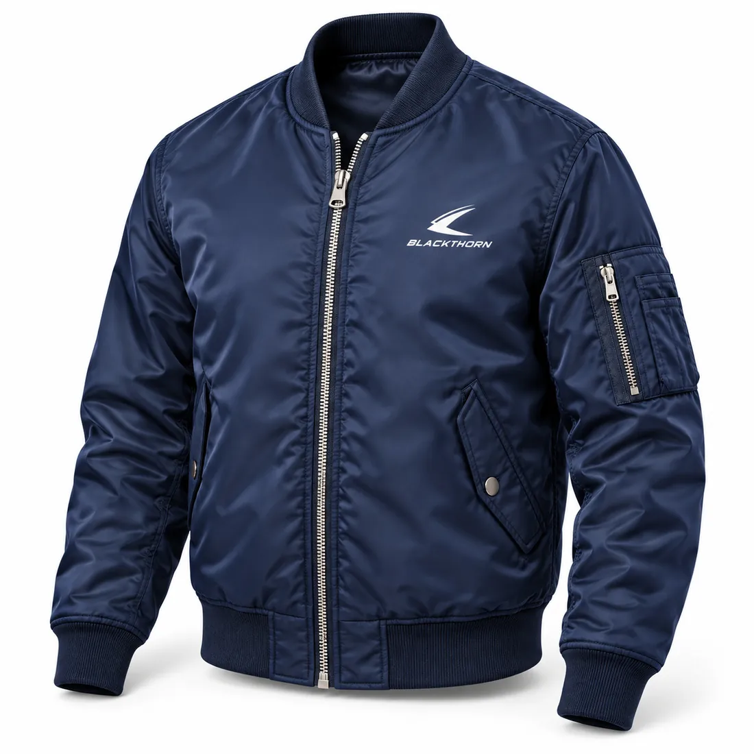 Navy Padded Flight Bomber Jacket — bomber & flight jackets by Blackthorn World