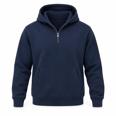 Navy Quarter-Zip Hoodie — wholesale blank hoodies by Blackthorn World