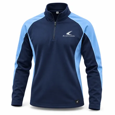 Navy & Sky Blue School Half-Zip Top — custom schoolwear by Blackthorn World