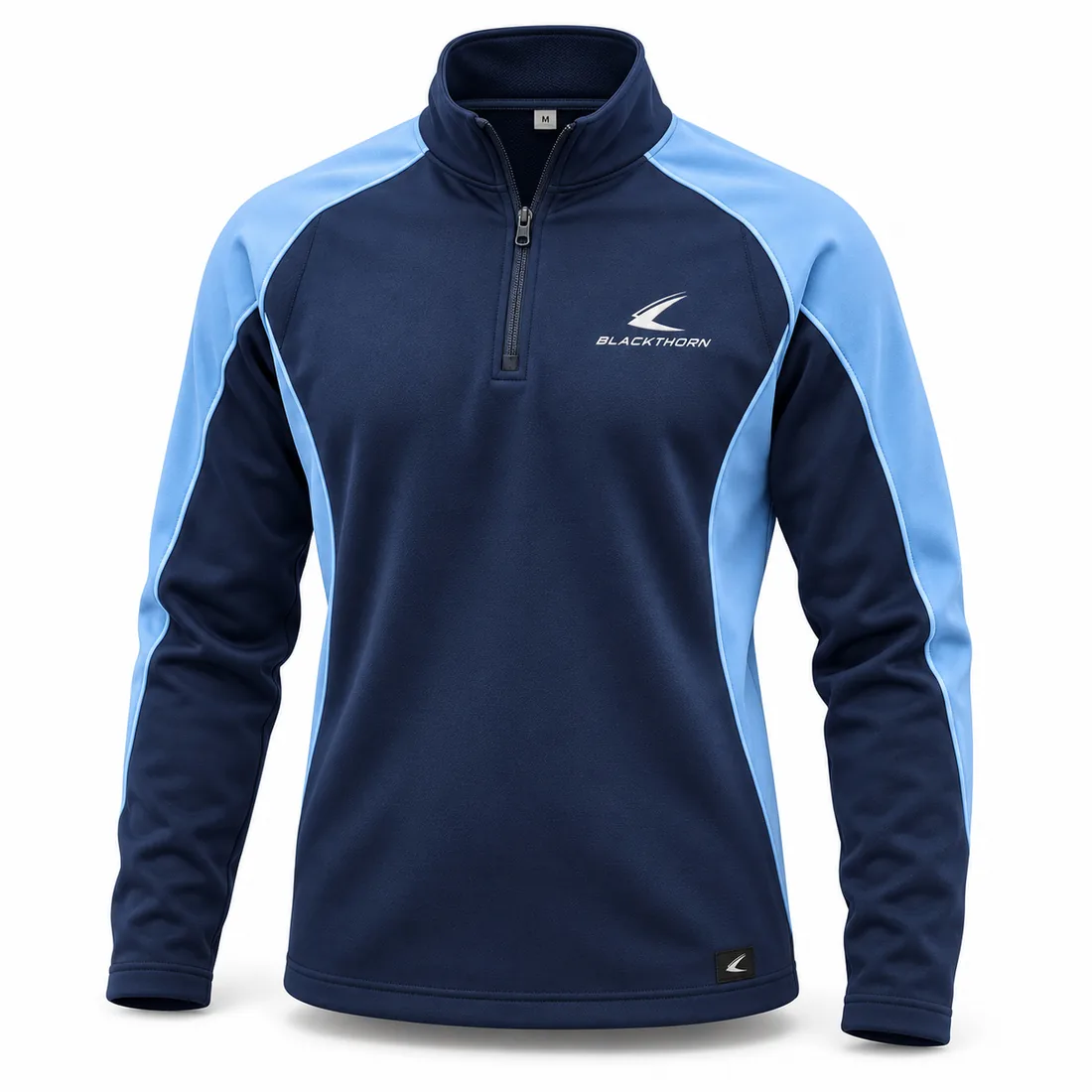 Navy & Sky Blue School Half-Zip Top — custom school half-zip tops by Blackthorn World