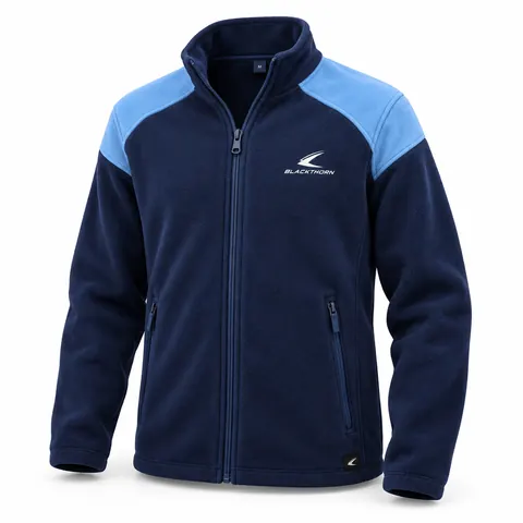 Navy & Sky Blue School Polar Fleece Jacket — custom schoolwear by Blackthorn World
