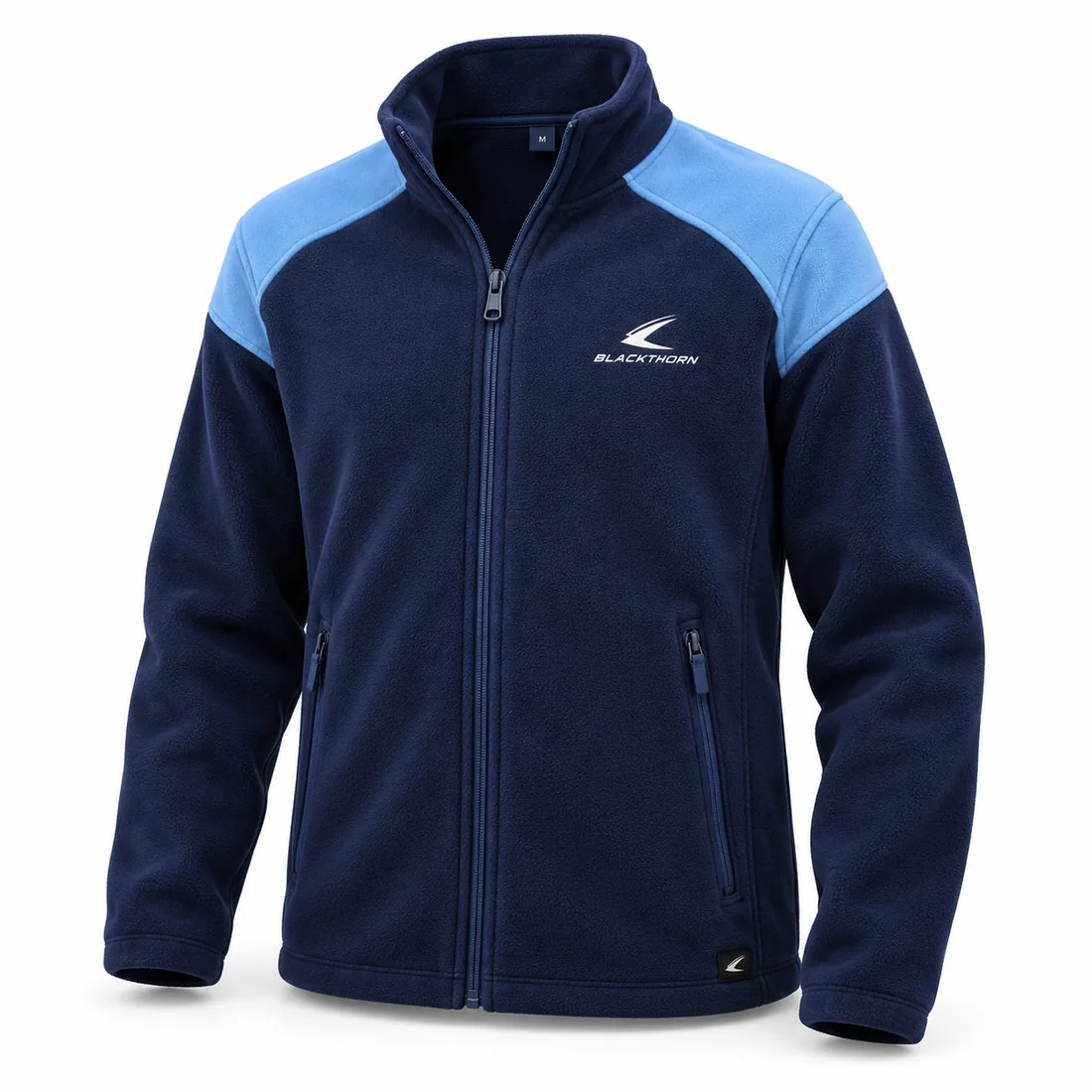 Navy & Sky Blue School Polar Fleece Jacket — custom school fleece jackets by Blackthorn World