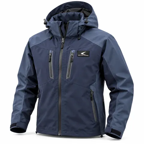 Navy Waterproof Fishing Jacket with Hood — Fishing apparel by Blackthorn World