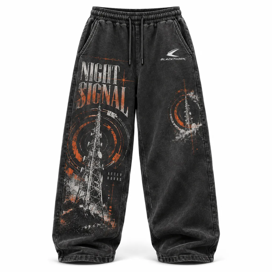 Night Signal Baggy Straight-Leg Sweatpants — sweatpants, cargo & denim trousers by Blackthorn World