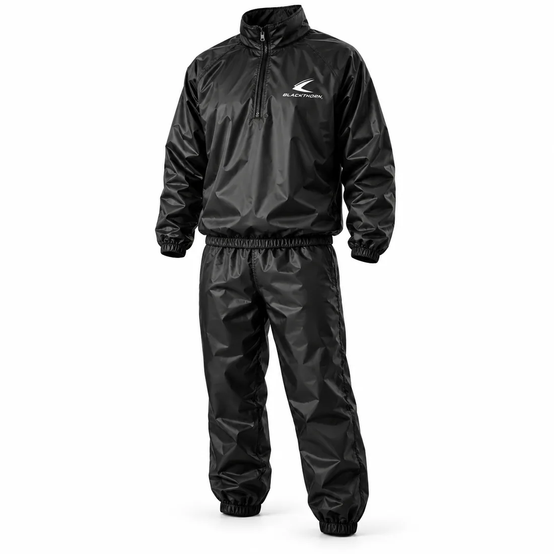 Black Coated Nylon Sauna Suit — custom fight team & wrestling wear by Blackthorn World