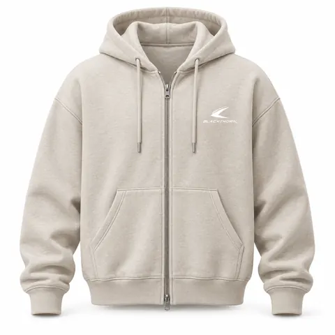 Oatmeal Heavyweight Full-Zip Hoodie — Streetwear · Hoodies & sweatshirts by Blackthorn World