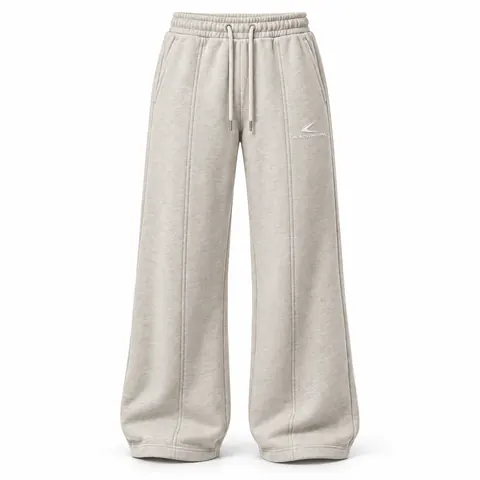 Oatmeal Wide-Leg Embroidered Sweatpants — Streetwear · Sweatpants, cargo & denim trousers by Blackthorn World