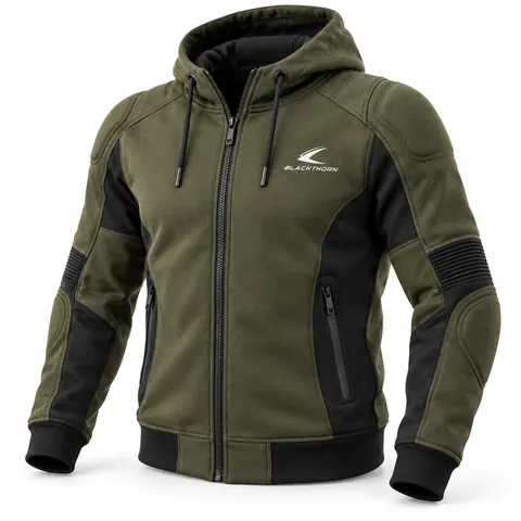Olive & Black Armoured Riding Hoodie — Armoured hoodies & riding shirts by Blackthorn World