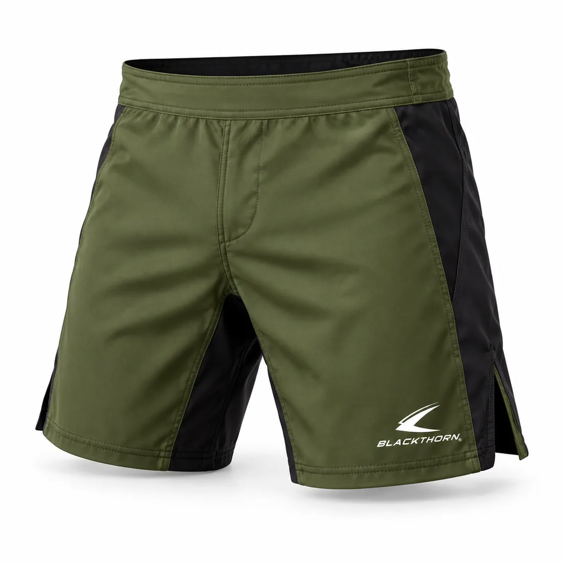 Olive & Black Grappling Shorts — custom fight shorts by Blackthorn World