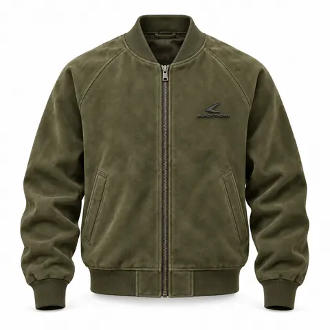 Olive Suede Bomber Jacket — Outerwear · Bomber & flight jackets by Blackthorn World
