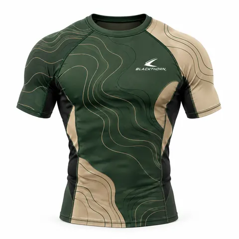 Olive Topo Short-Sleeve Rash Guard — Fightwear · Rash guards & compression by Blackthorn World