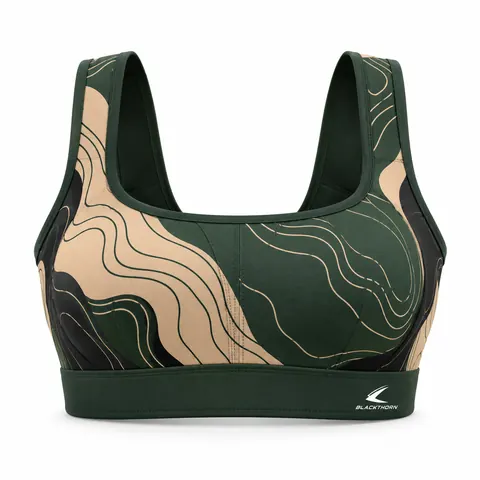 Olive Topo Sublimated Sports Bra — Activewear · Sports bras by Blackthorn World
