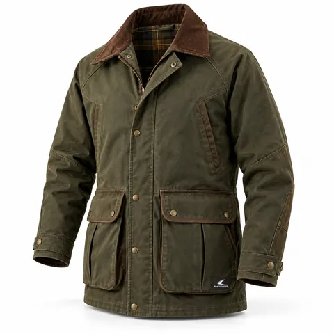 Olive Waxed Cotton Field Coat with Cord Collar — Hunting jackets & suits by Blackthorn World