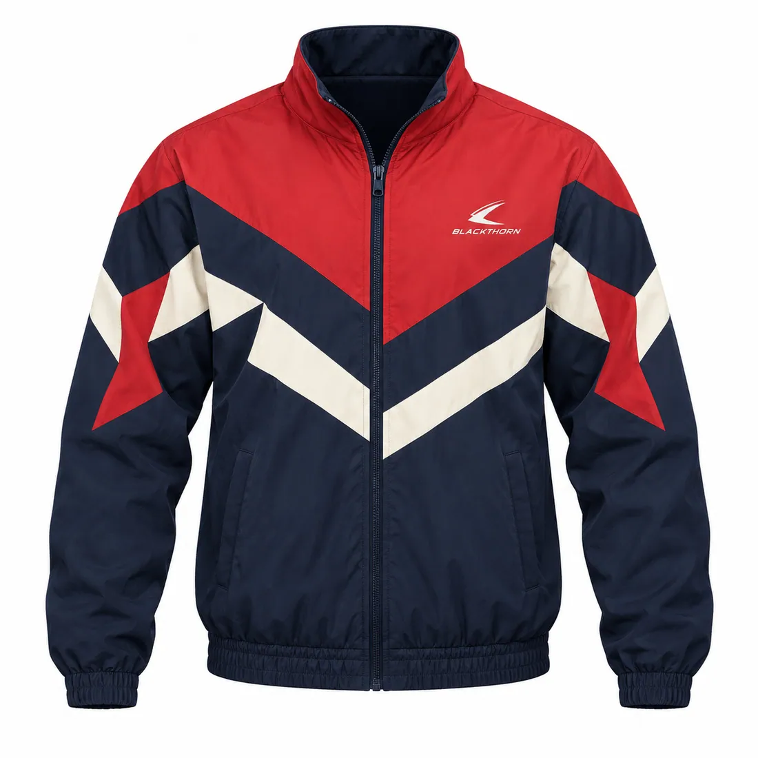 Retro Chevron Colour-Block Windbreaker — custom streetwear made to order by Blackthorn World