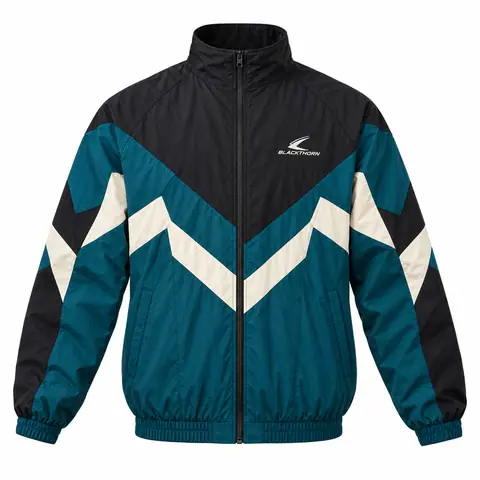 Retro Chevron Colour-Block Windbreaker — view 2