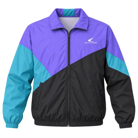Retro Diagonal Split Windbreaker — custom streetwear by Blackthorn World