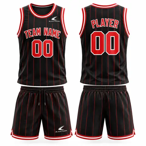 Retro Pinstripe Basketball Uniform Set — custom retro pinstripe basketball uniform by Blackthorn World
