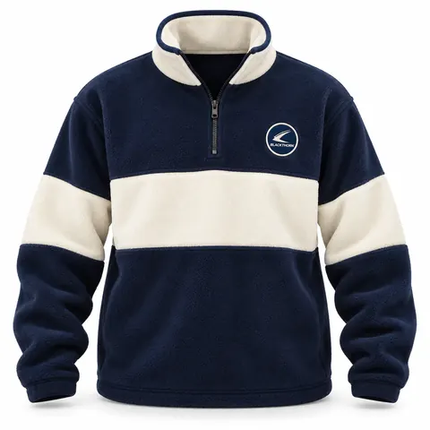 Retro Polar Fleece Half-Zip — Navy & Ivory — custom polar fleece by Blackthorn World