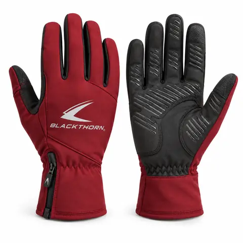 Road Cycling Gloves — Aero Mitts, Gel Padded & Thermal — thermal burgundy — full-finger winter glove