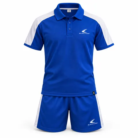 Royal Blue & White School PE Polo Kit — custom schoolwear by Blackthorn World