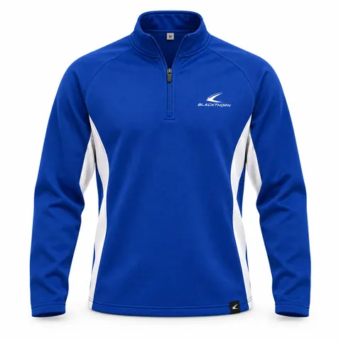 Royal Blue & White School Quarter-Zip — custom schoolwear by Blackthorn World