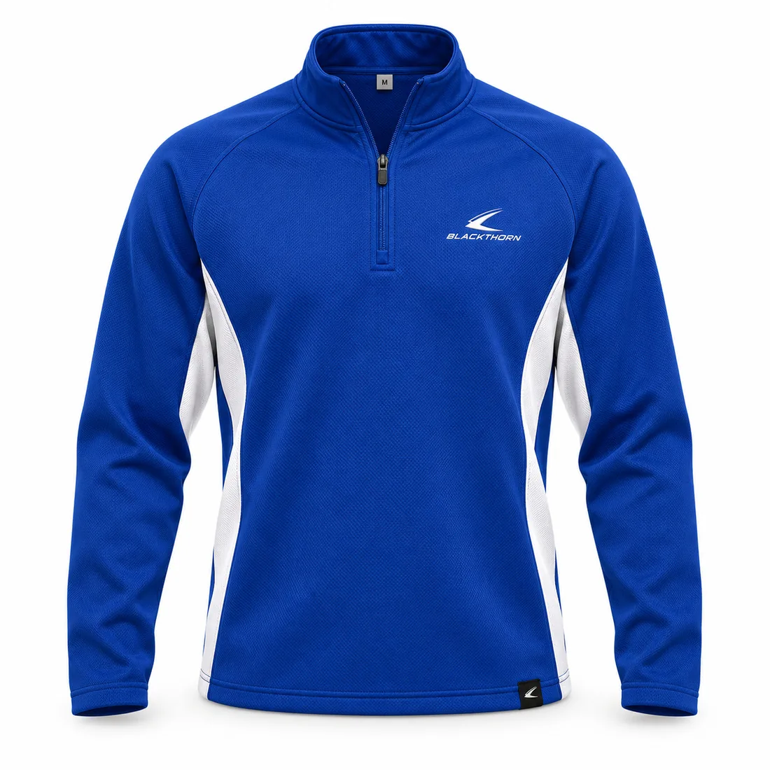 Royal Blue & White School Quarter-Zip — custom school half-zip tops by Blackthorn World