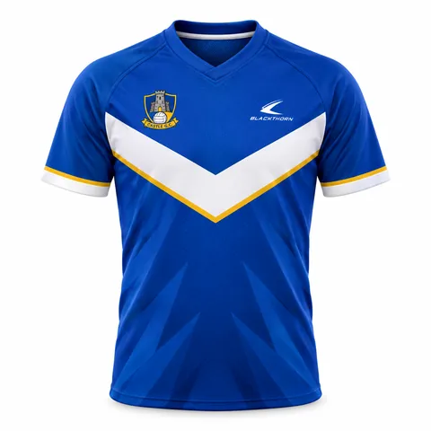 Royal White Chevron custom sublimated GAA jersey, royal blue and white — front view