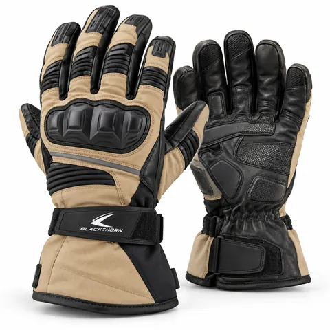 Sand & Black Adventure Winter Motorcycle Gloves — Motorcycle & motocross gloves by Blackthorn World