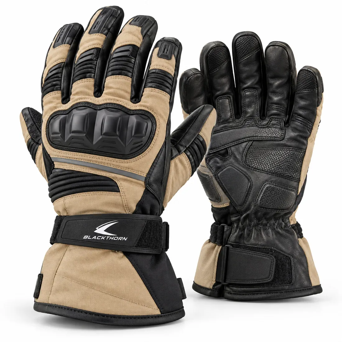 Sand & Black Adventure Winter Motorcycle Gloves — motorcycle & motocross gloves by Blackthorn World