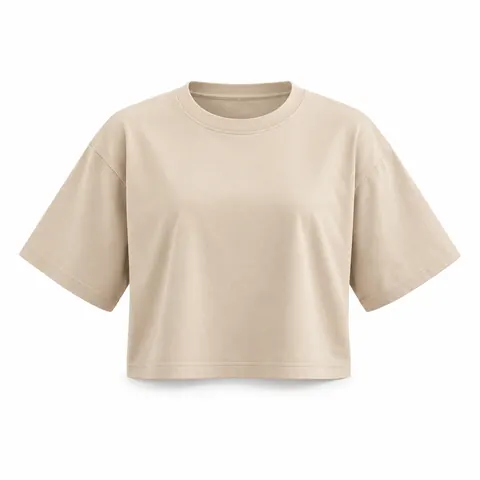 Sand Boxy Cropped T-Shirt — wholesale blank t-shirts by Blackthorn World