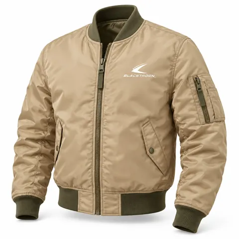 Sand Flight Bomber with Olive Trims — Bomber & flight jackets by Blackthorn World