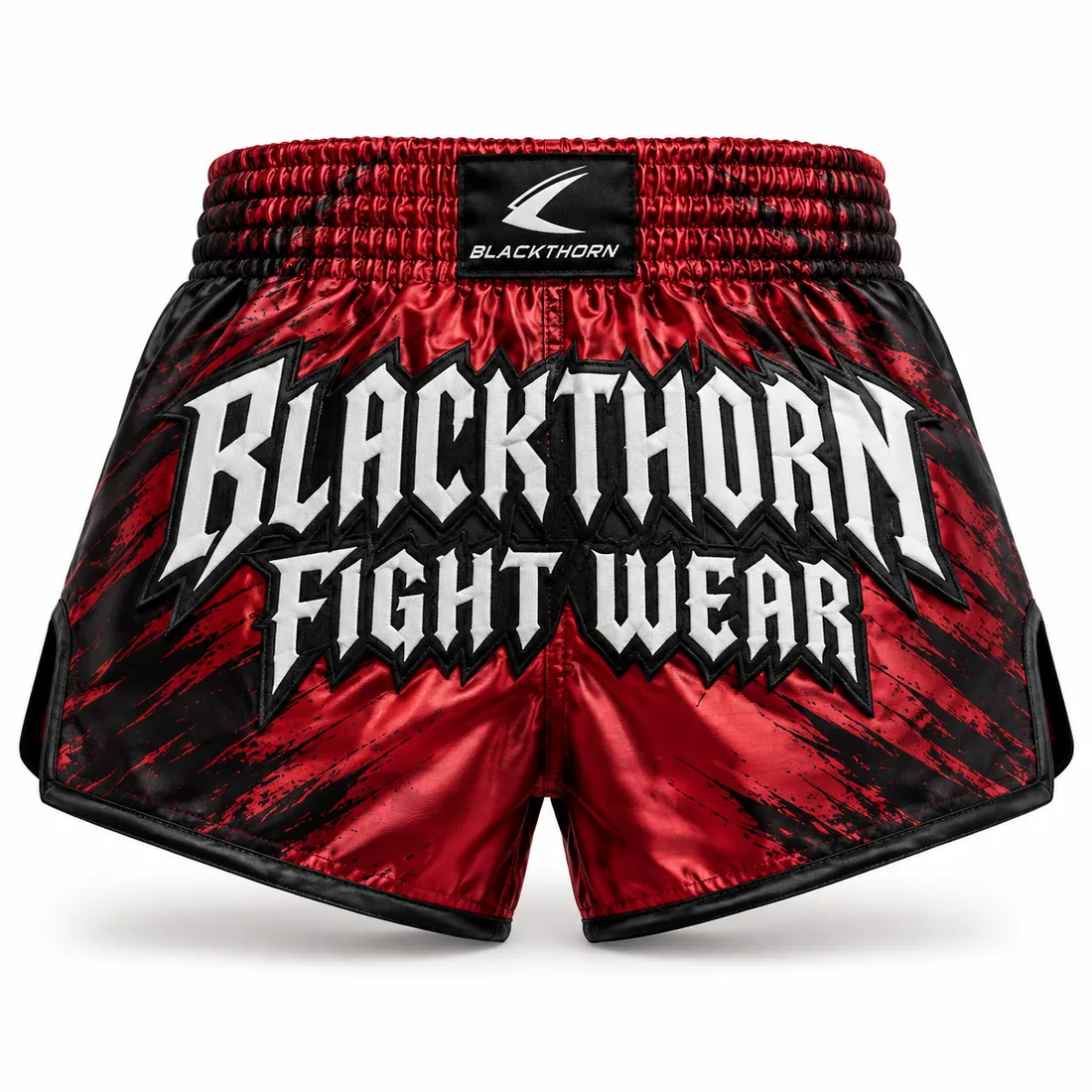 Satin Muay Thai Shorts — custom fightwear made to order by Blackthorn World