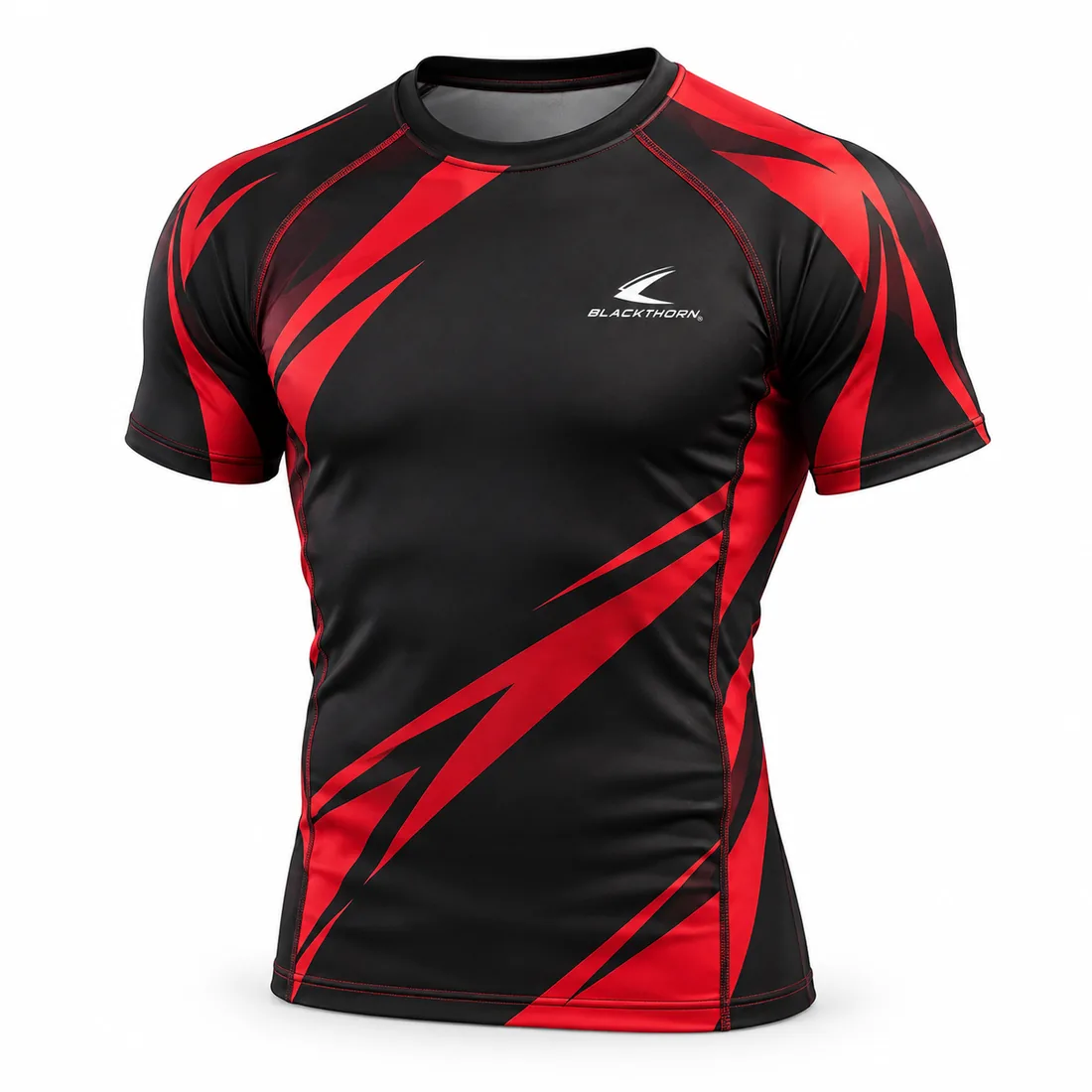 Black & Red Short-Sleeve Rash Guard — custom rash guards & compression by Blackthorn World