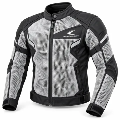 Silver Grey Mesh Motorcycle Jacket — Mesh summer riding jackets by Blackthorn World