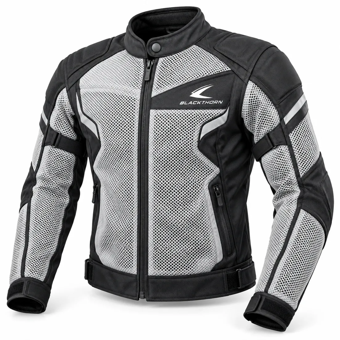 Silver Grey Mesh Motorcycle Jacket — mesh summer riding jackets by Blackthorn World