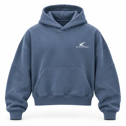 Slate Blue Cropped Heavyweight Hoodie — Streetwear · Hoodies & sweatshirts by Blackthorn World