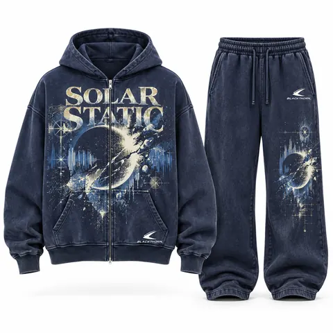 Solar Static Washed Navy Zip Tracksuit — Tracksuits & sweatsuits by Blackthorn World