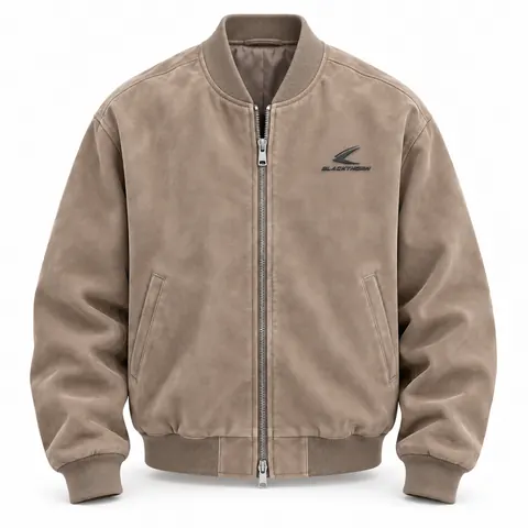 Stone Suede Bomber Jacket — Outerwear · Bomber & flight jackets by Blackthorn World