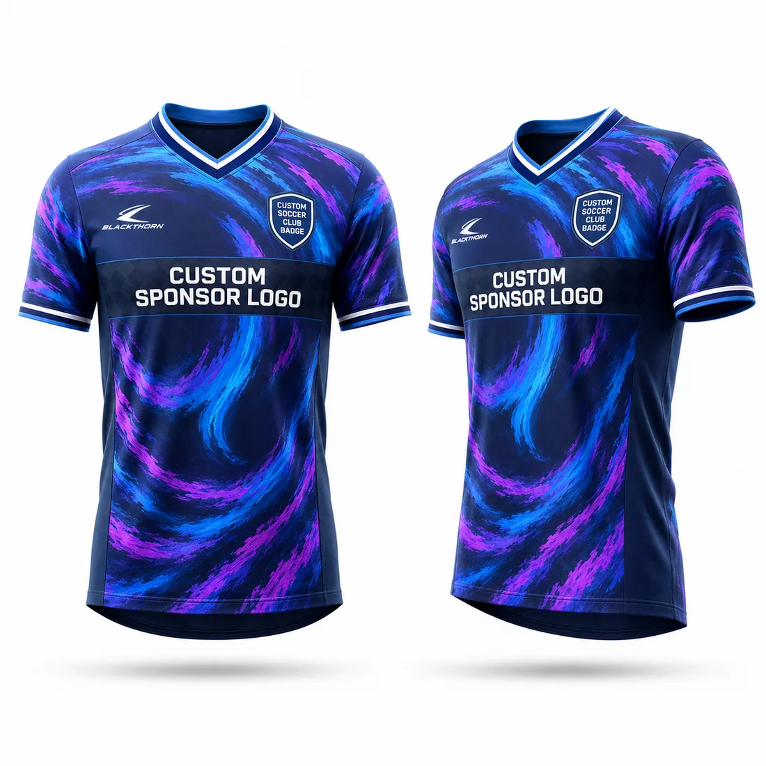 Sublimated Sponsor Football Shirt — custom teamwear made to order by Blackthorn World