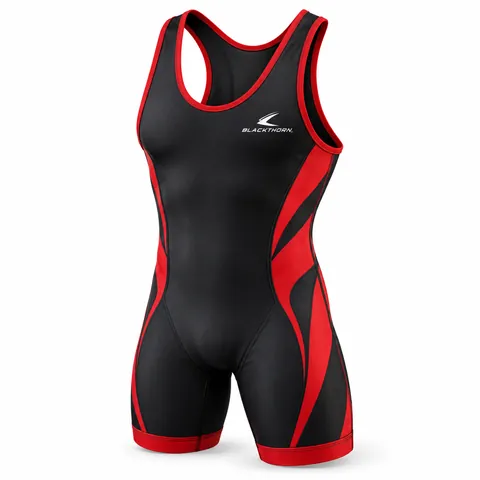 Black & Red Sublimated Wrestling Singlet — custom fightwear by Blackthorn World