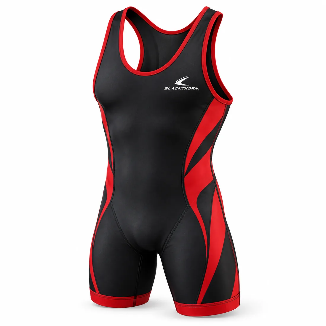 Black & Red Sublimated Wrestling Singlet — custom fight team & wrestling wear by Blackthorn World