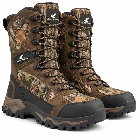 Tall Lace-Up Camo Hunting Boots with Rubber Rand — Hunting & tactical boots by Blackthorn World