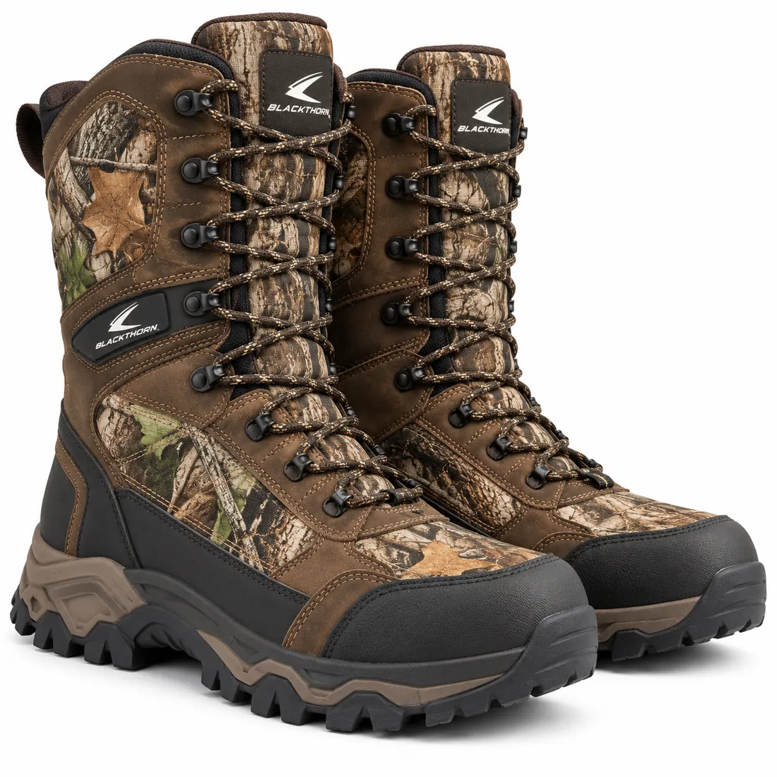 Tall Lace-Up Camo Hunting Boots with Rubber Rand — hunting & tactical boots by Blackthorn World