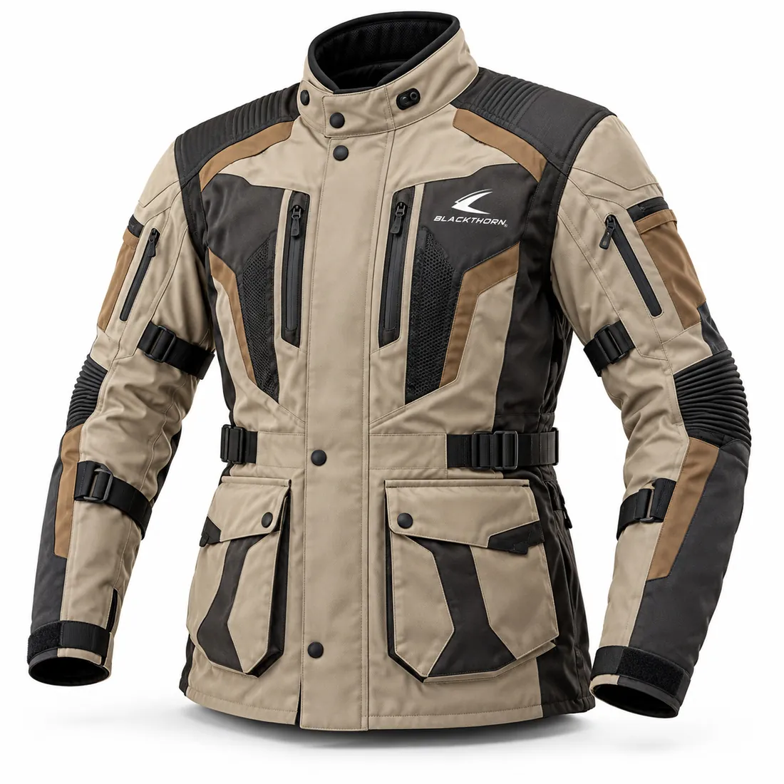 Tan & Brown Heritage Adventure Motorcycle Jacket — adventure & touring jackets by Blackthorn World